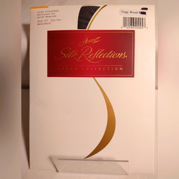 VINTAGE HANES SILK REFLECTIONS SILKY STOCKINGS(727) SIZE 2 BARELY BLACK (NWT) - Picture 1 of 5